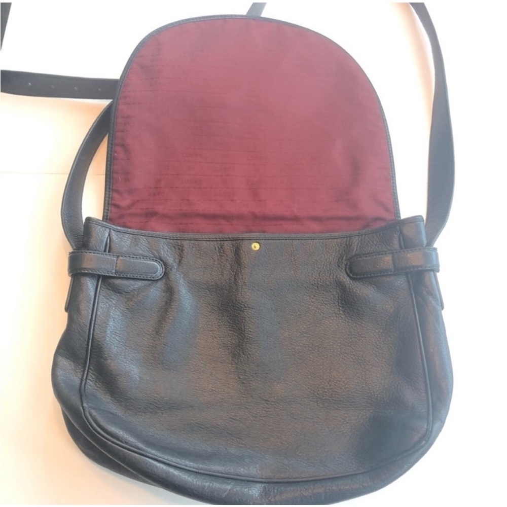 Vintage Loewe Heritage Messenger Bag Black Leather XL Logo Crossbody Spain - Picture 13 of 14